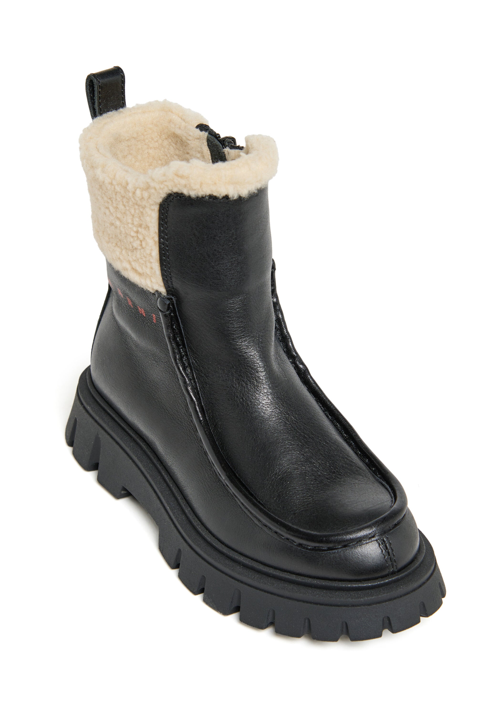 Botas Chelsea de piel con cuello de peluche
