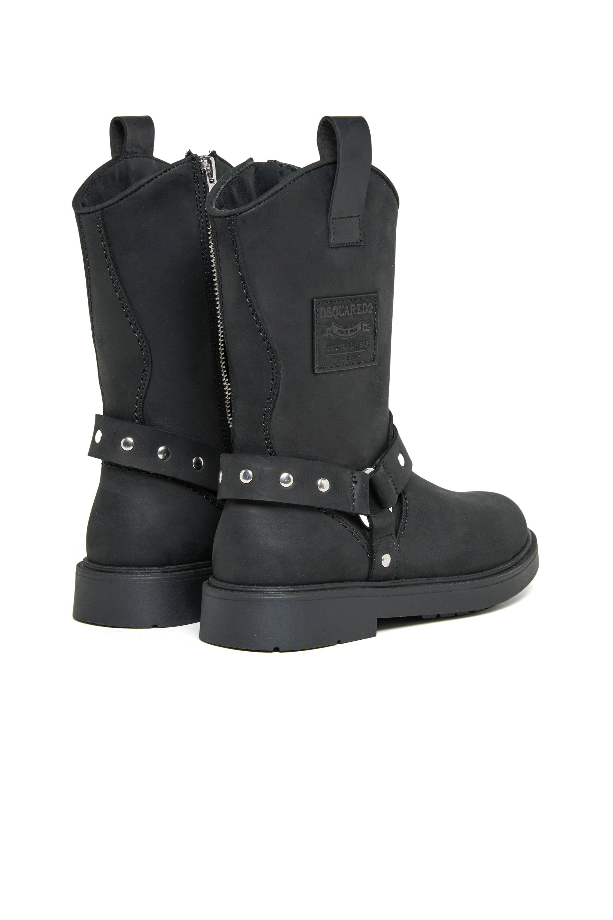 Botas moteras con correa de tachuelas