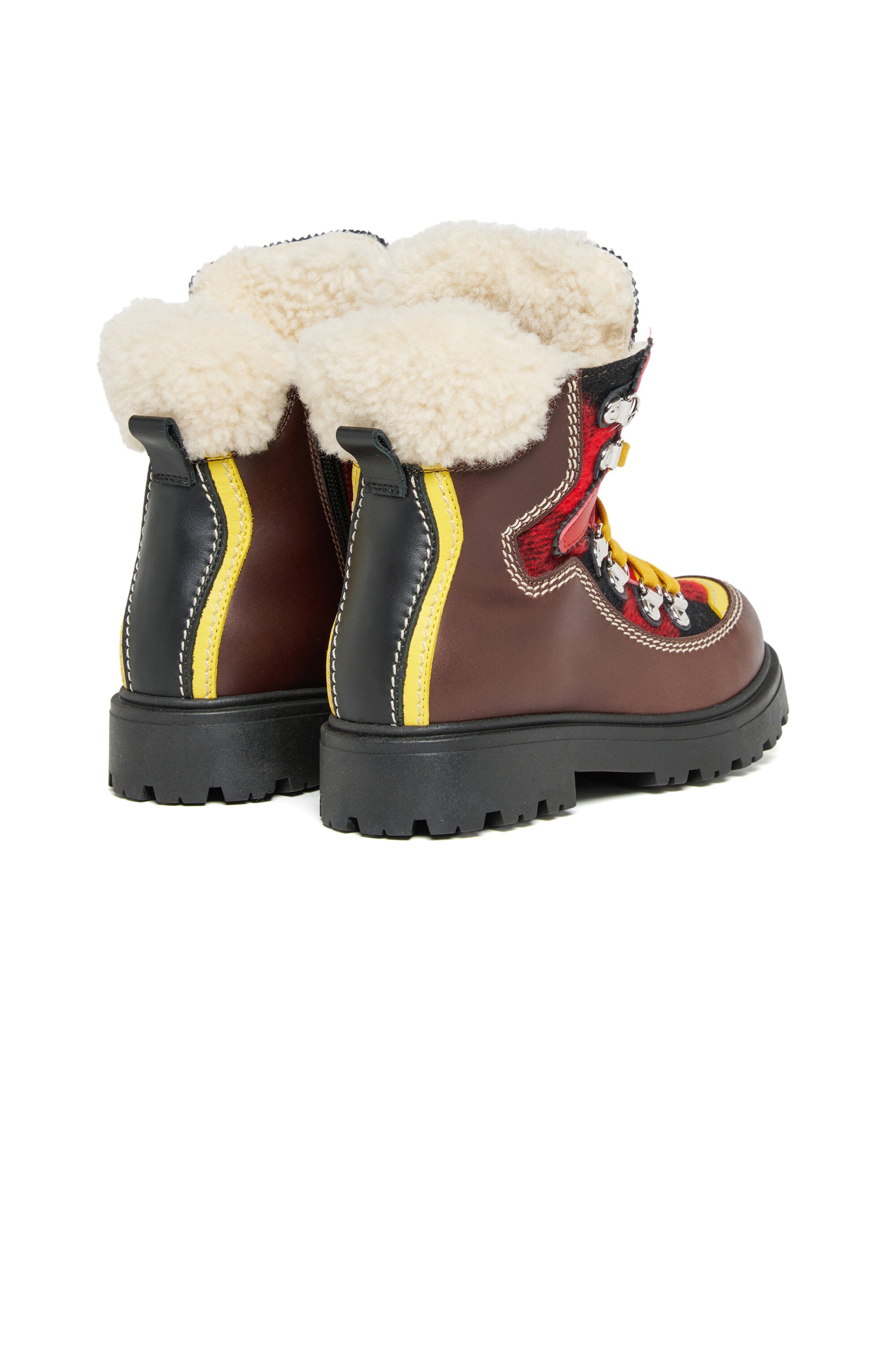 Botas de montaña de piel con bloques de color