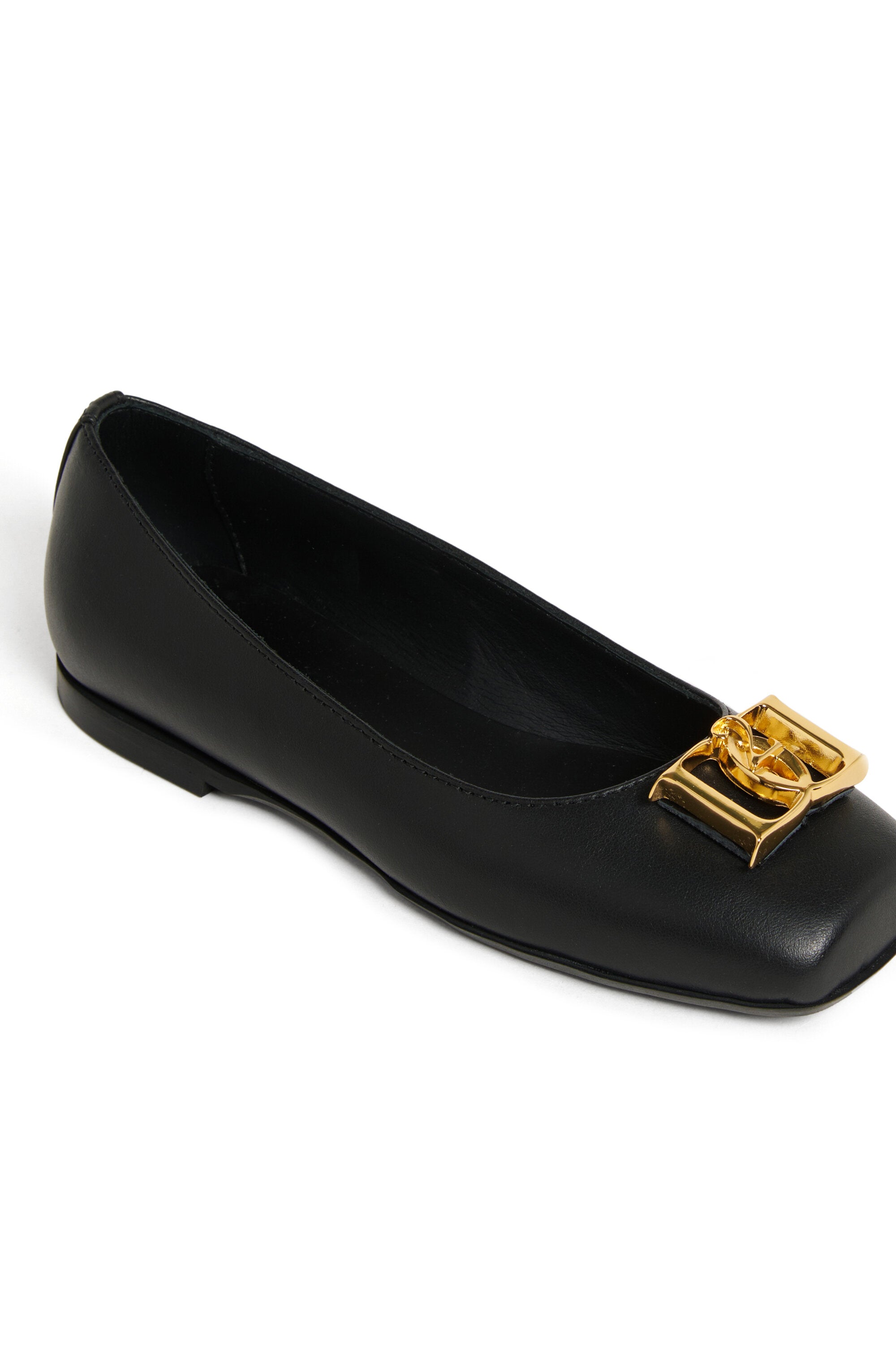 Leather ballerina with logo