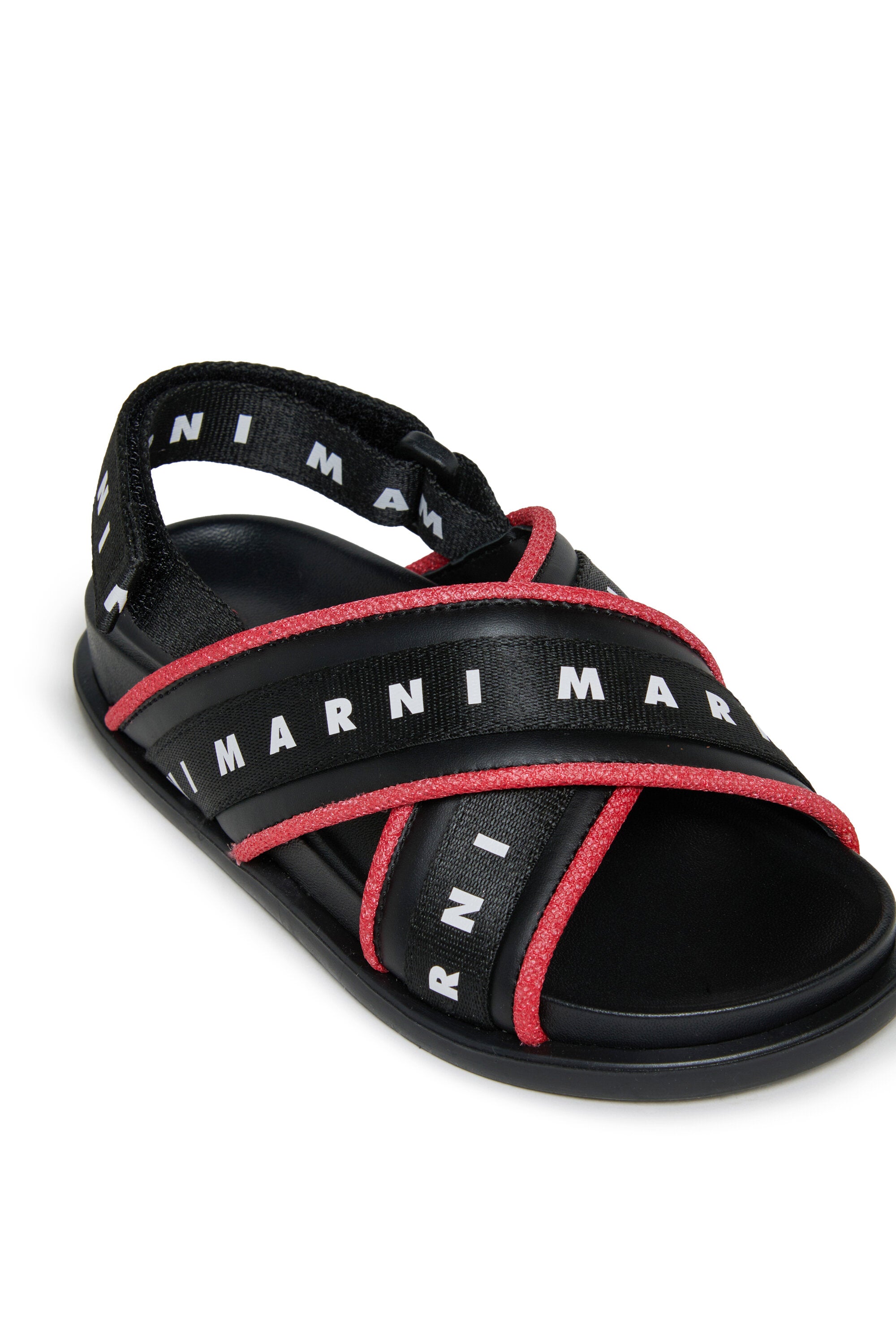 Sandals with cross-strap logo