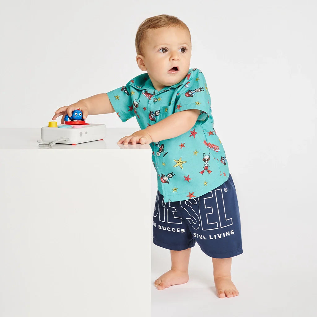 Baby boy with a total denim outfit