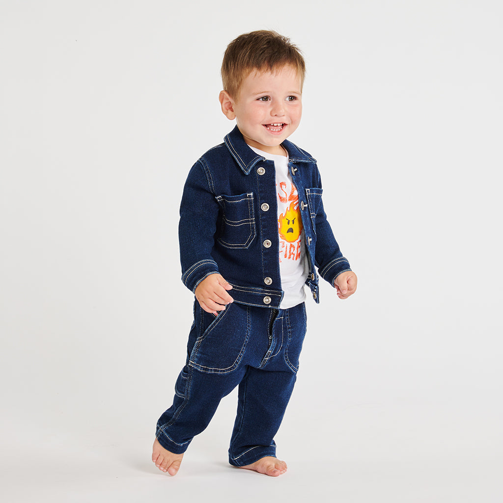 Baby boy with a total denim outfit