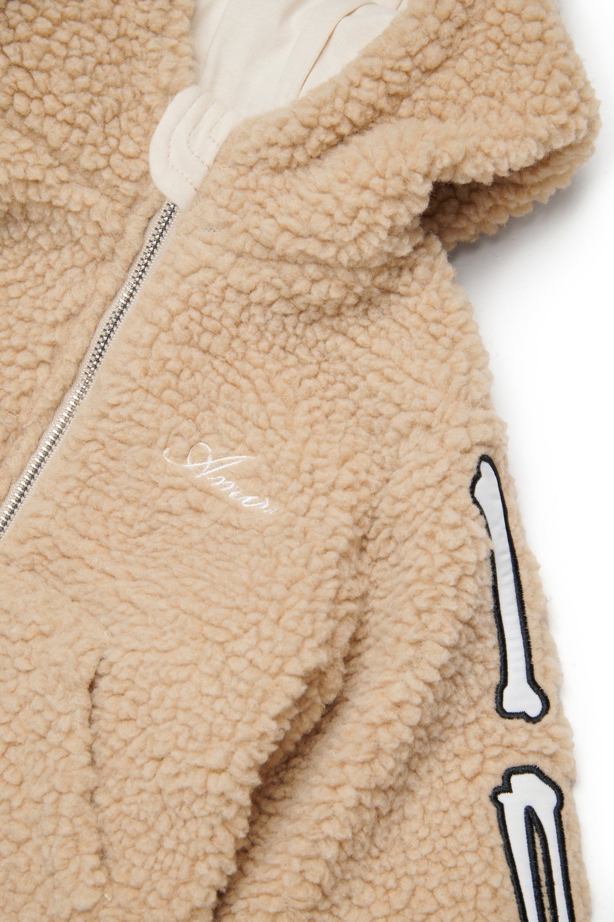 Teddy jacket with logo and bone details