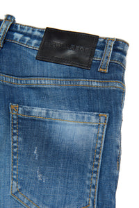 Clement jeans straight medium blue shaded with abrasions