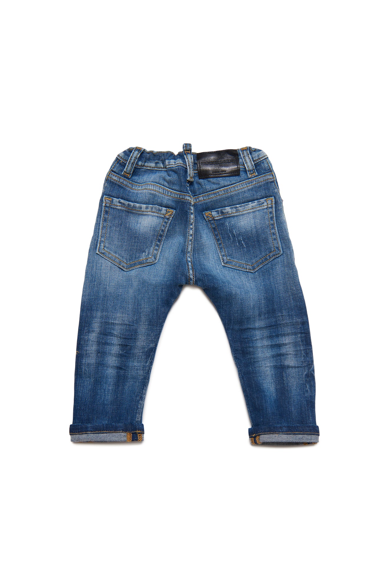 Medium blue jeans shaded with abrasions Medium blue jeans shaded with abrasions