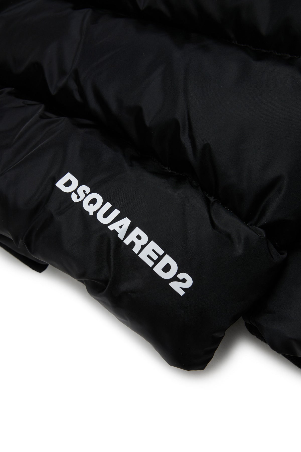 Chaqueta corta acolchada con capucha y logotipo DSQUARED2