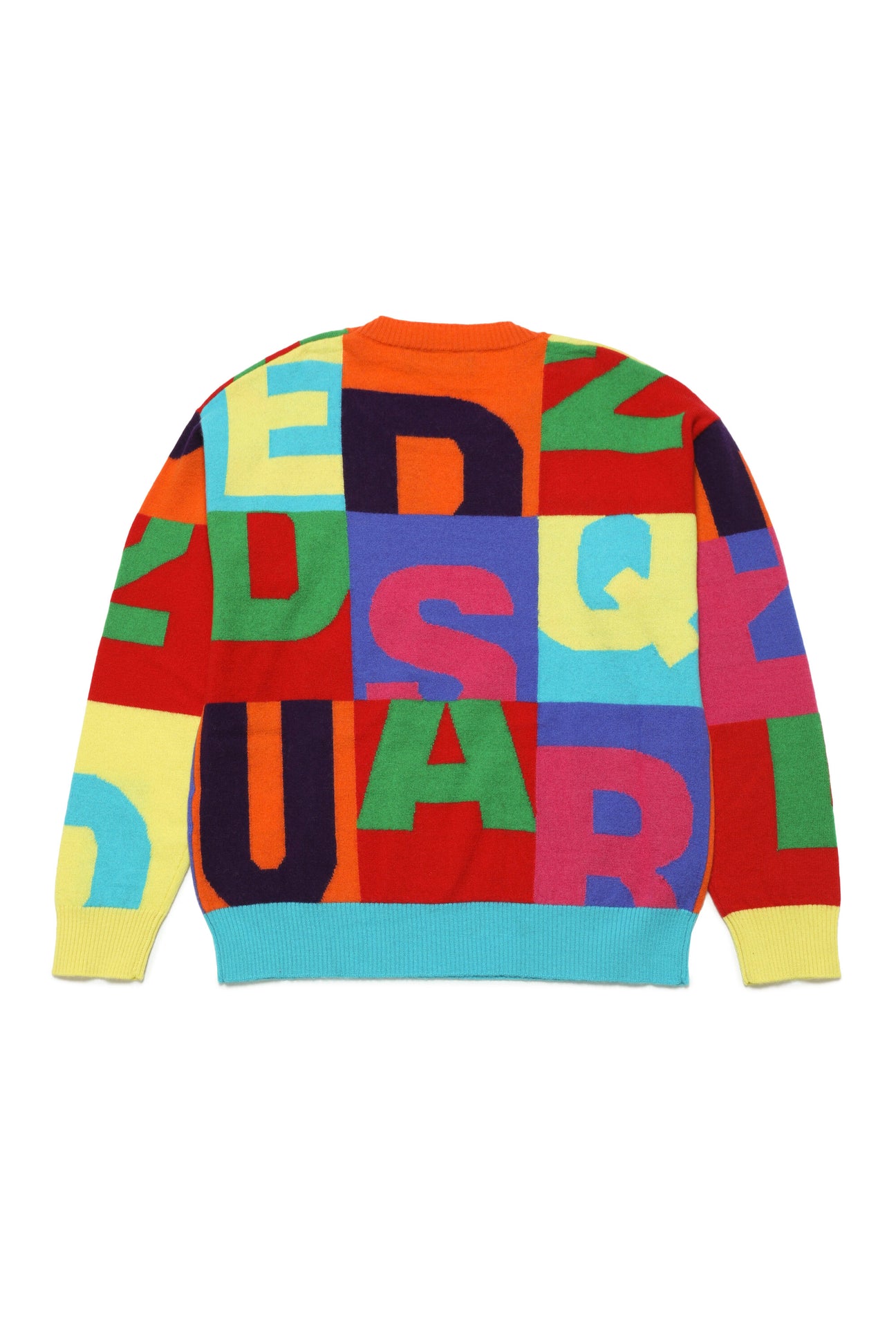 Jersey de cuello redondo de lana en bloques de color con frases Jersey de cuello redondo de lana en bloques de color con frases