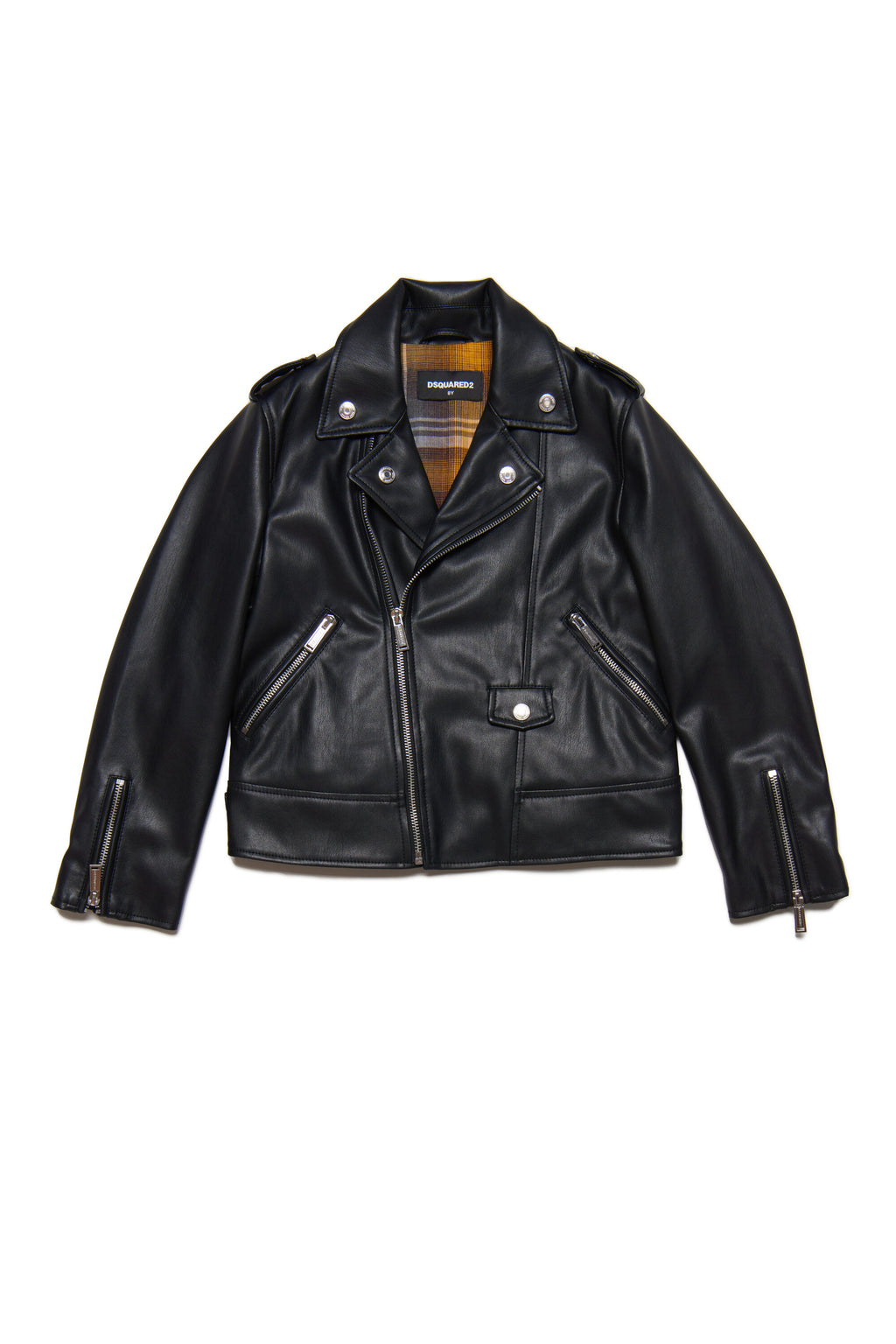 Synthetic leather biker jacket
