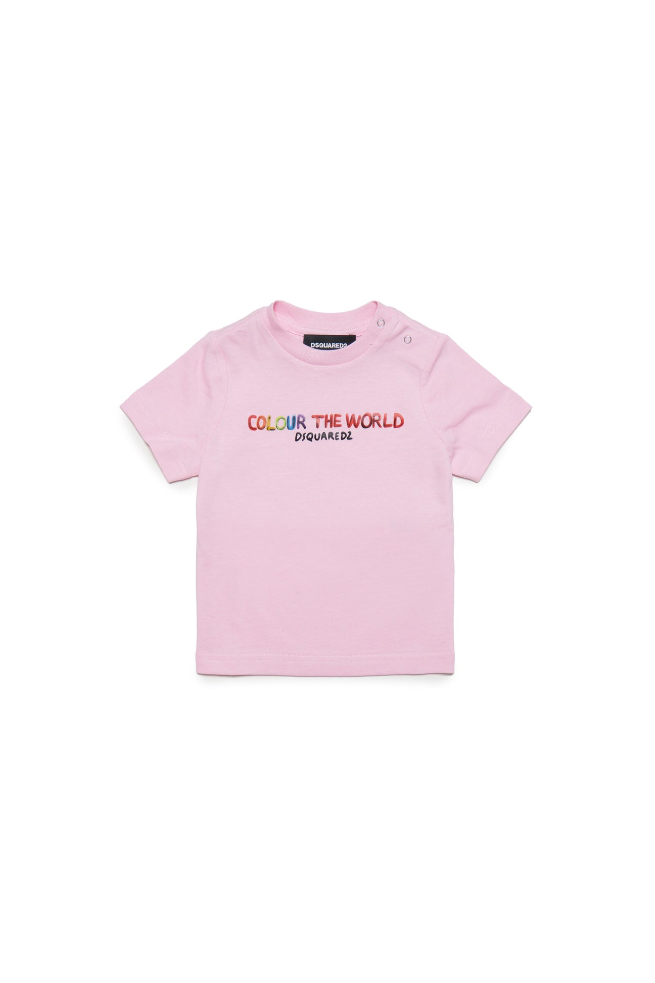 Crew-neck jersey T-shirt with Colour the World lettering 