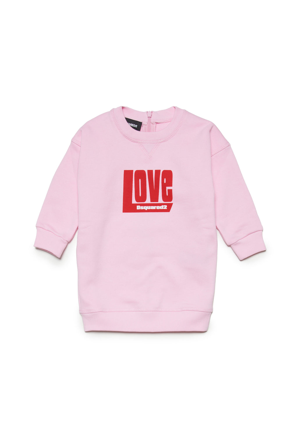 Cotton crew-neck maxi-sweater dress with Love lettering