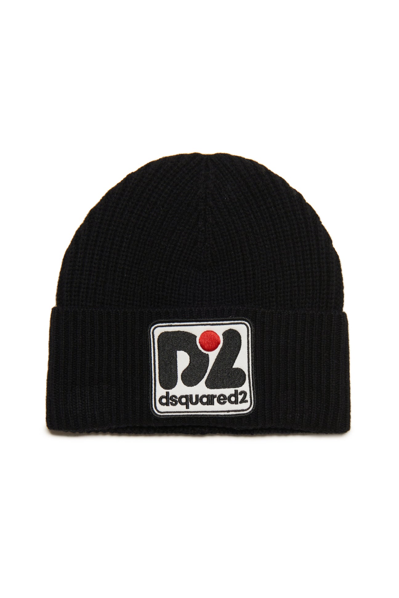 Wool-blend beanie with patch 