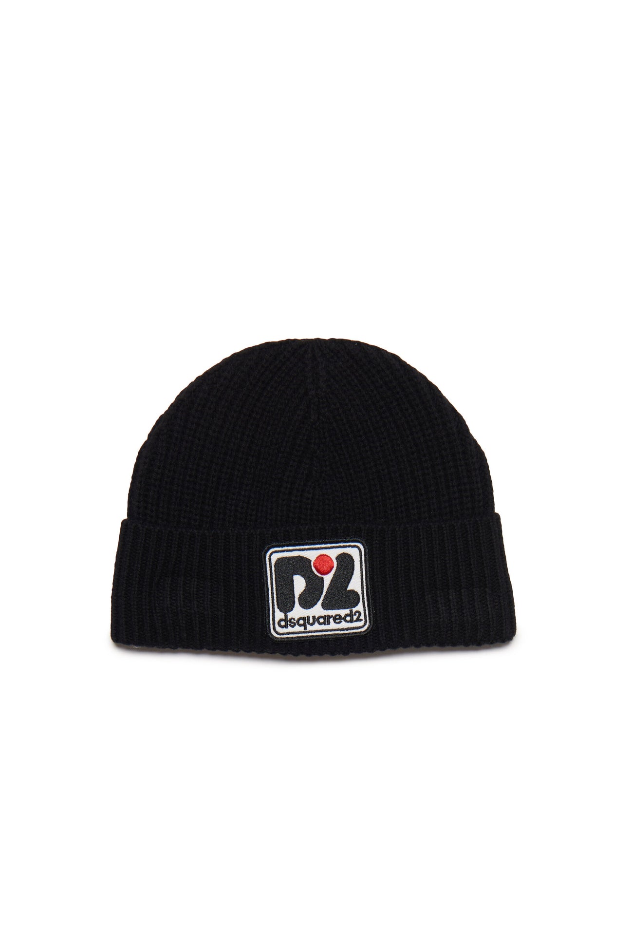 Wool-blend beanie with patch 
