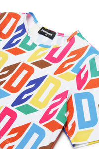 Camiseta corta con logotipo D2 en toda la prenda Efecto 3D