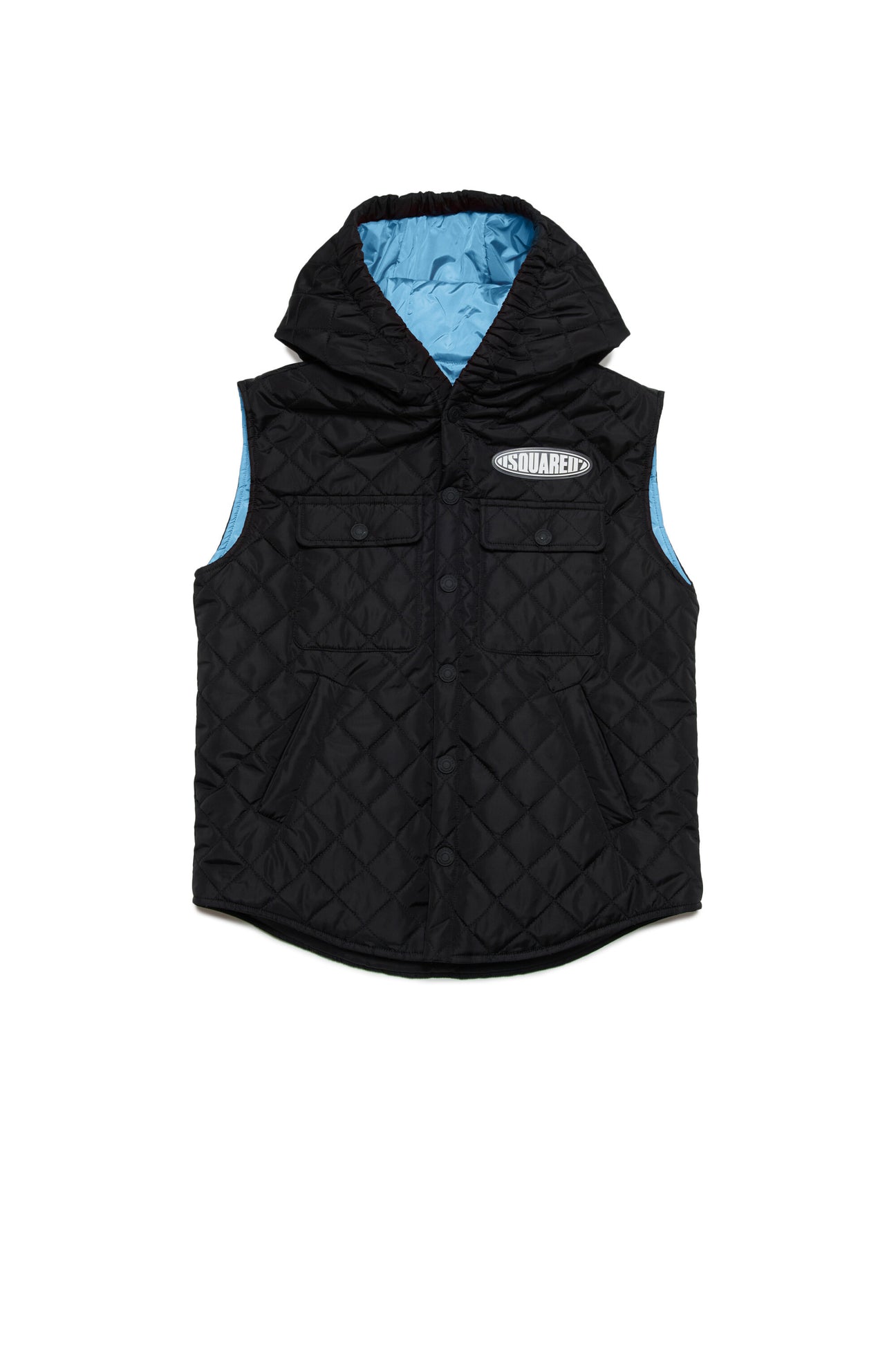 Sleeveless padded jacket branded with surf logo patch 