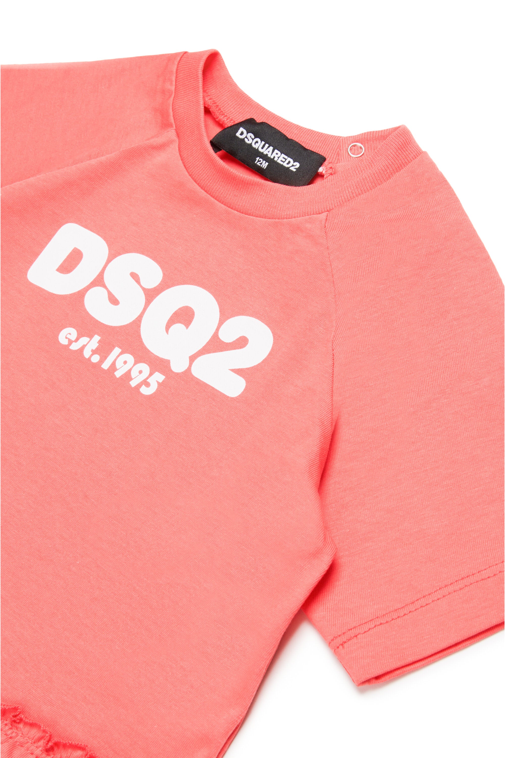Camiseta con logotipo DSQ2 est.1995 y  volantes