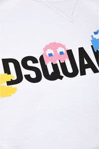 Cotton crew-neck sweatshirt with logo and Pac-Man print