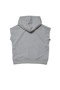 Sleeveless hooded sweatshirt with studs