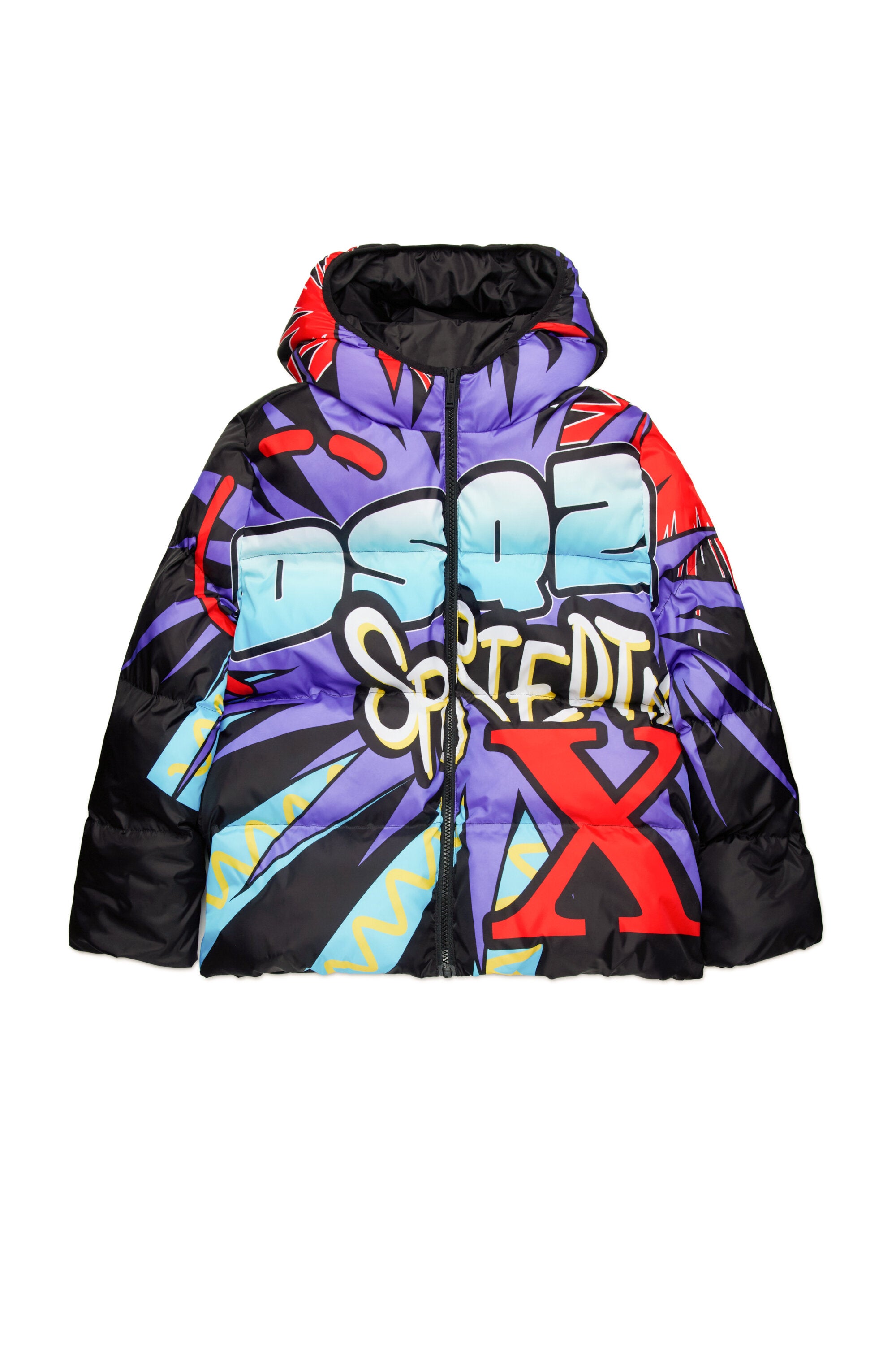 Padded jacket with Murales print