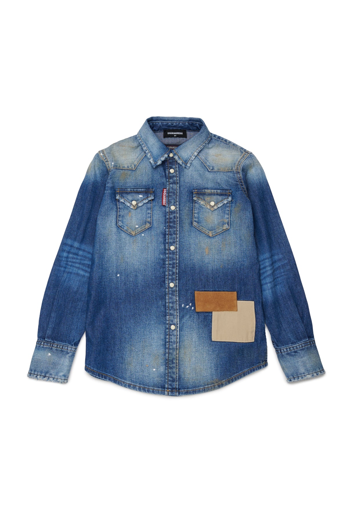 Long-sleeve denim shirt with logo