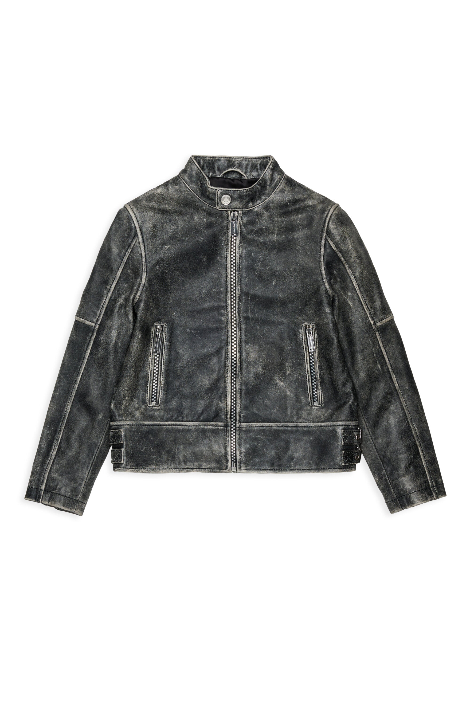 Leather worn effect nail jacket