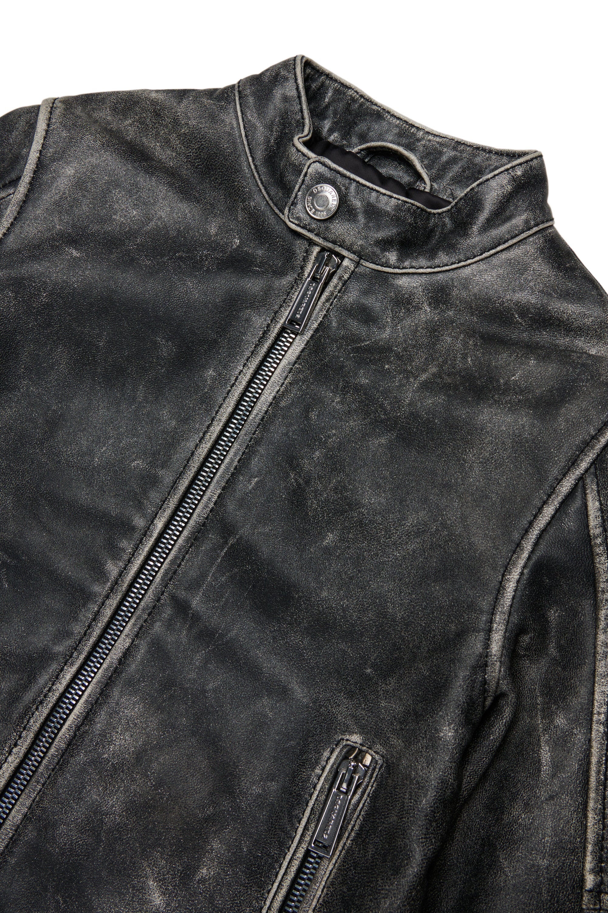 Chaqueta biker de piel envejecida
