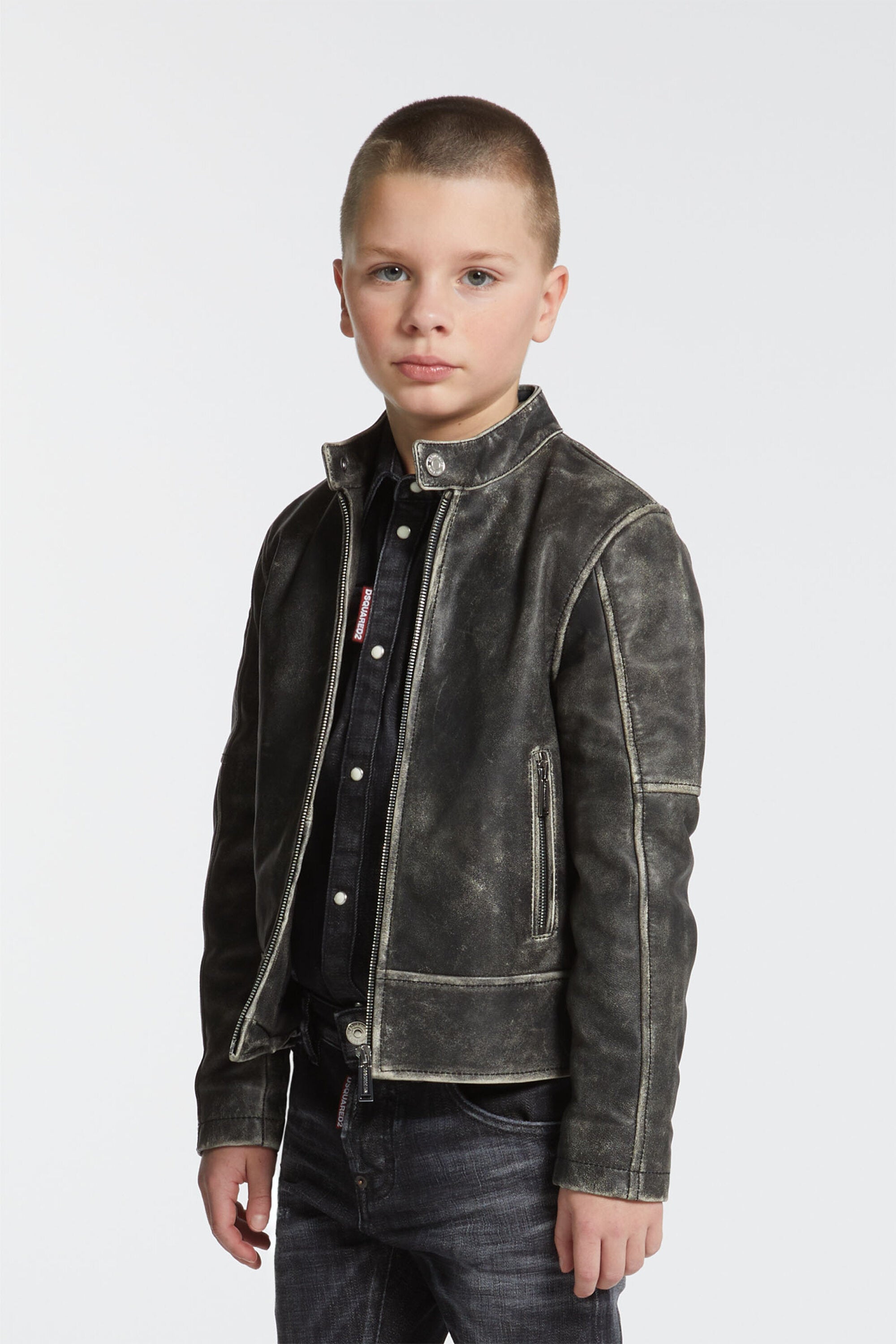 Chaqueta biker de piel envejecida