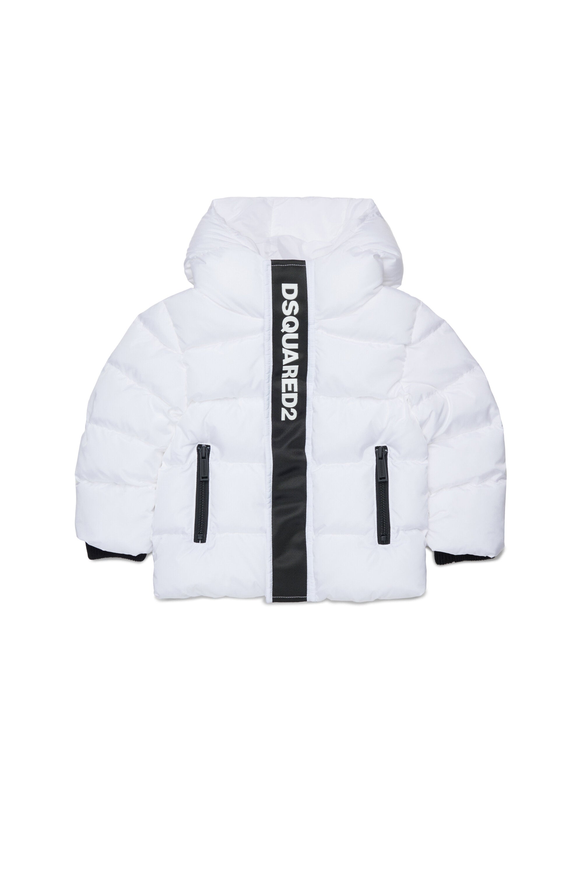 Chaqueta larga acolchada con logotipo