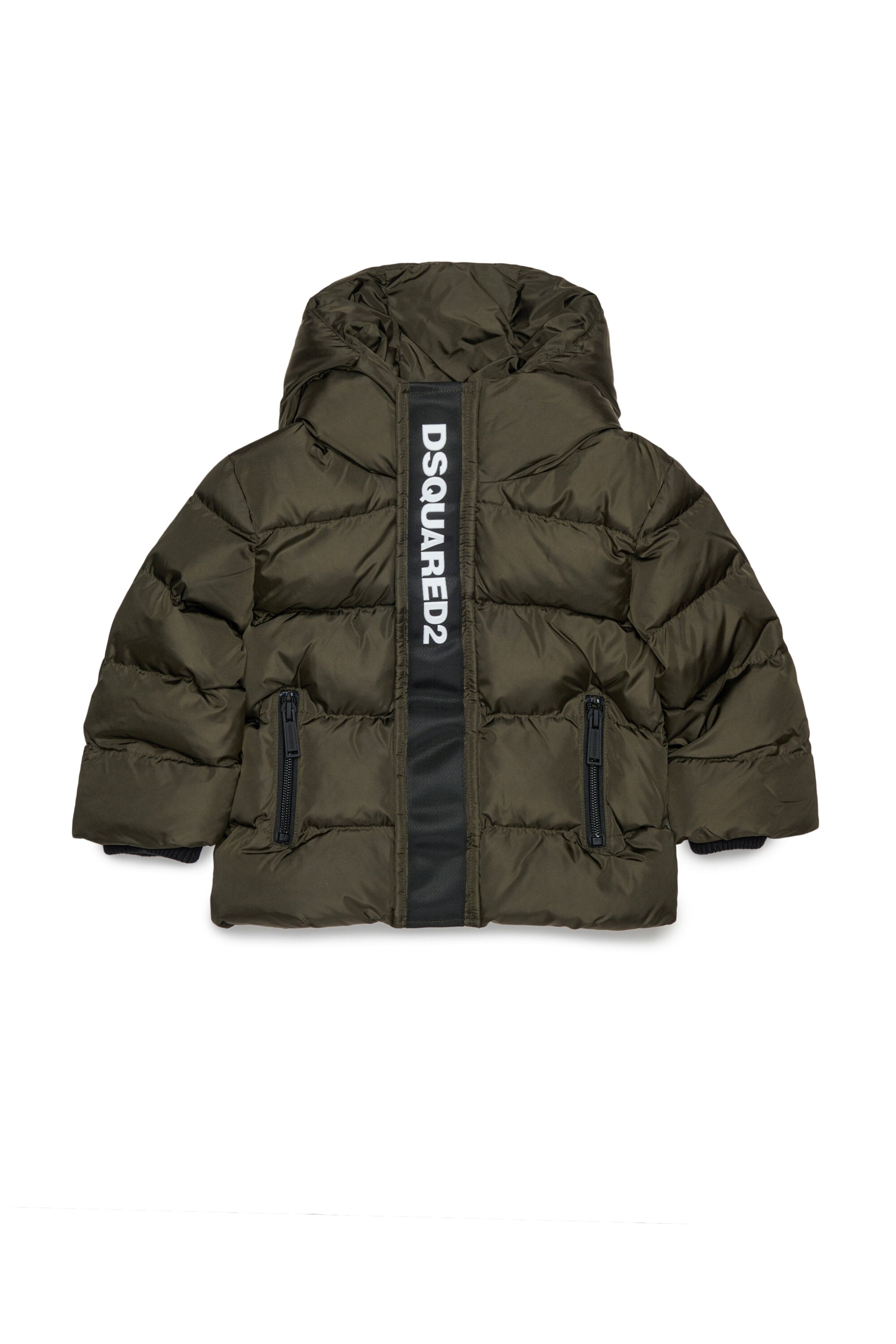 Long padded jacket with logo