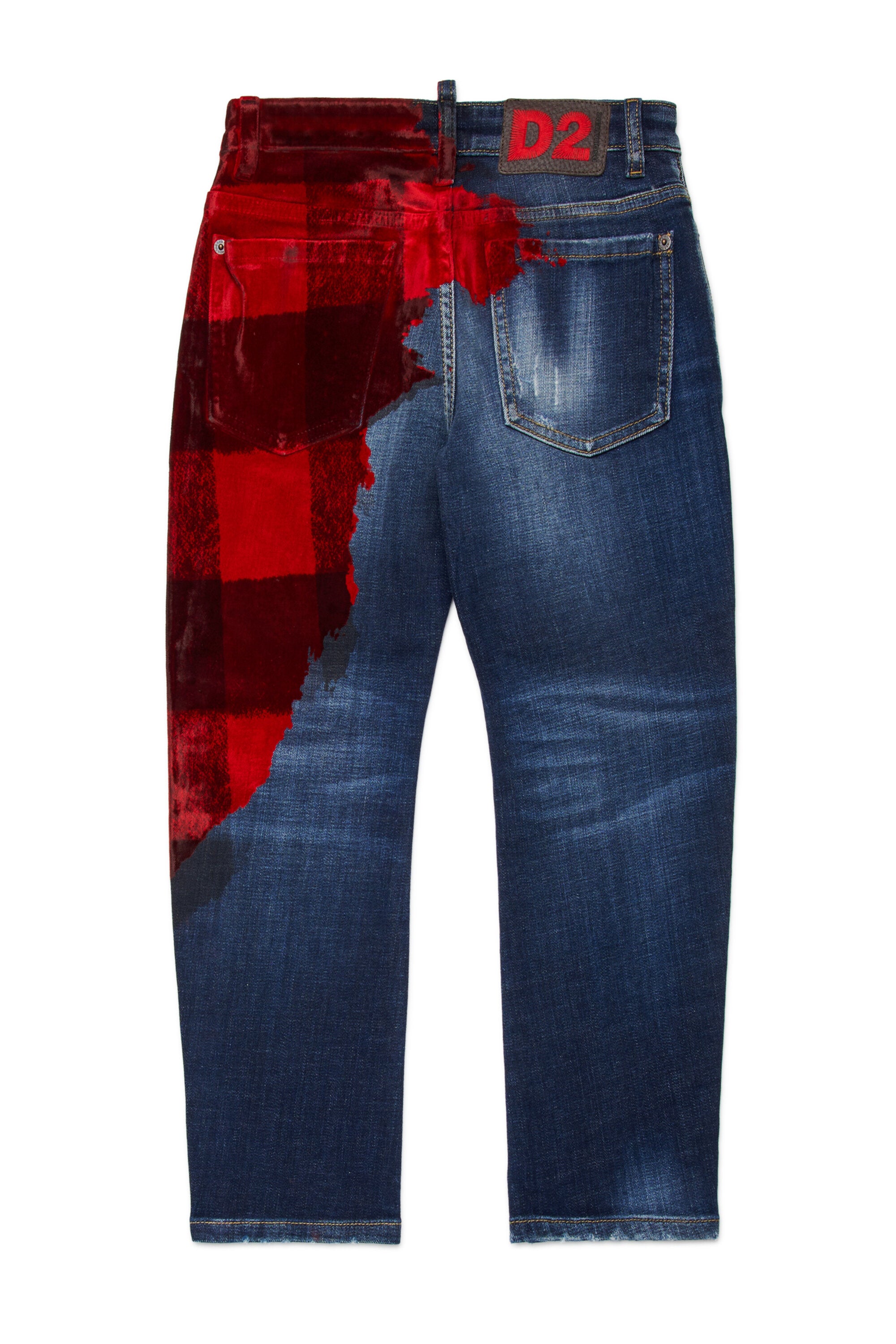 Vaqueros loose azul oscuro con estampado de cuadros - Bro Jean