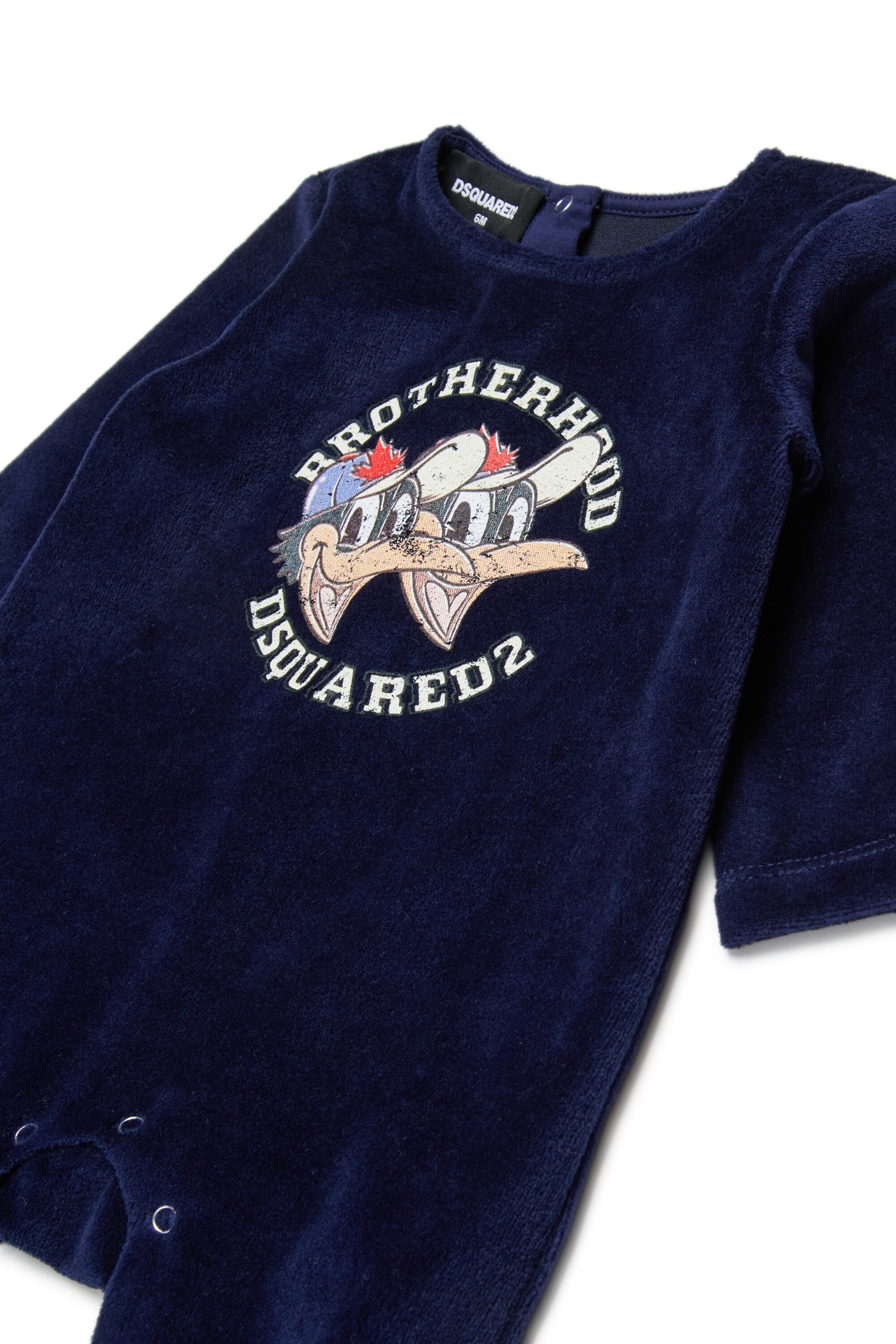 One-piece chenille jumpsuit with Brotherhood print