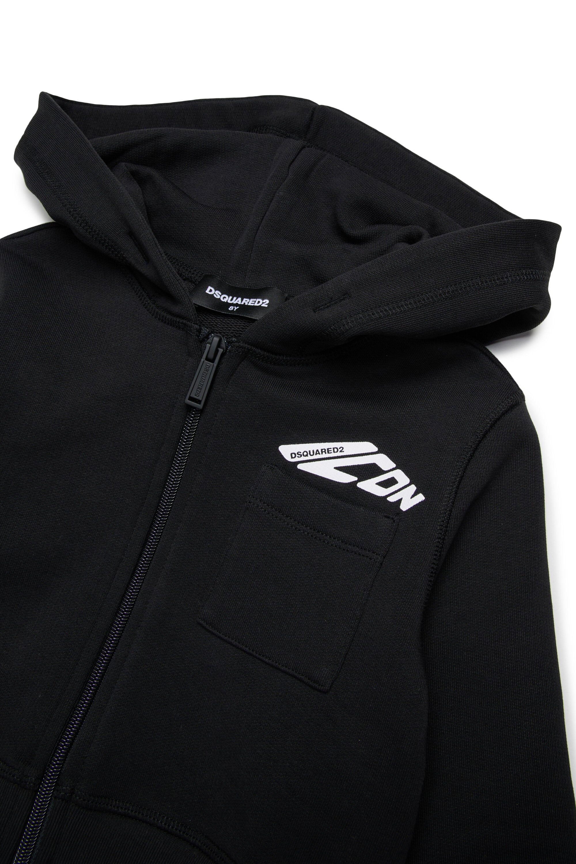 Sudadera cropped con capucha y bolsillo