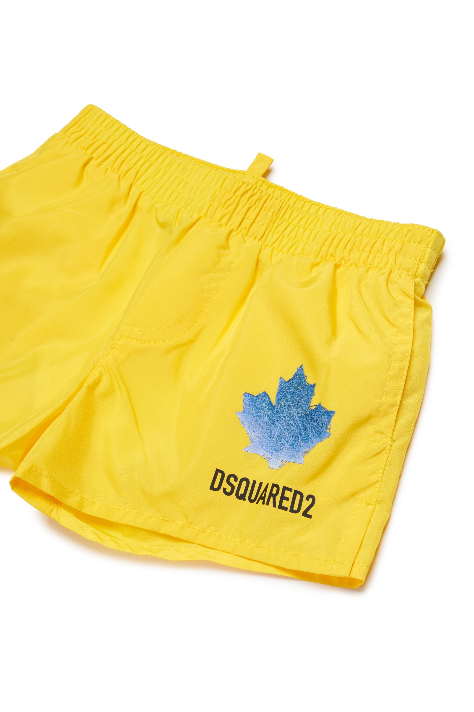 Boxer swim trunks with logo