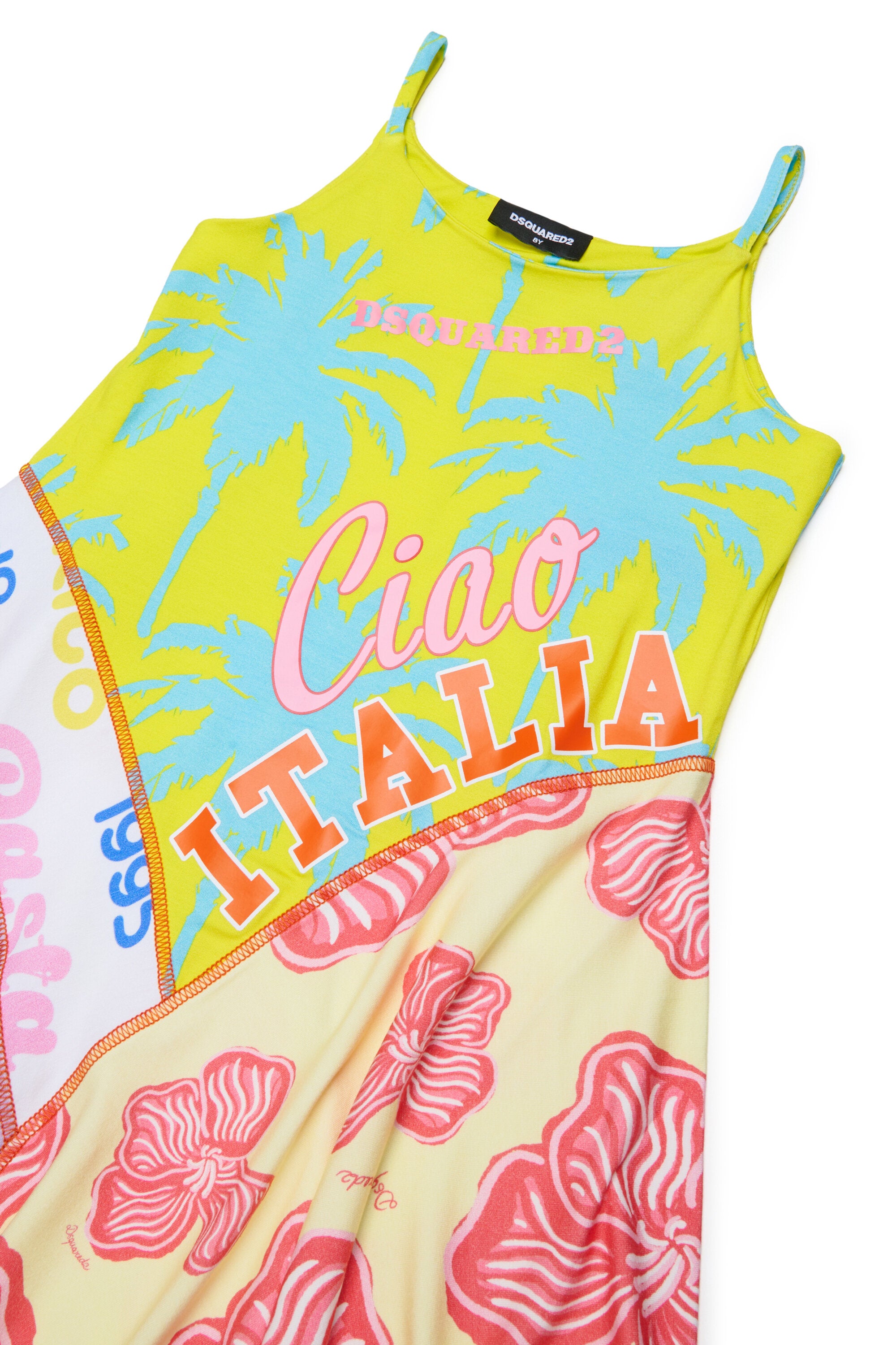 Patchwork print dress with logo