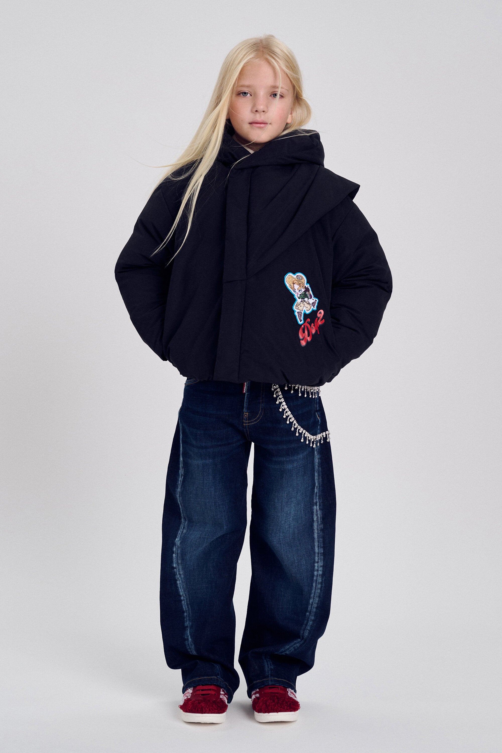 Jeans corte relajado con apliques joya - Loose Twist