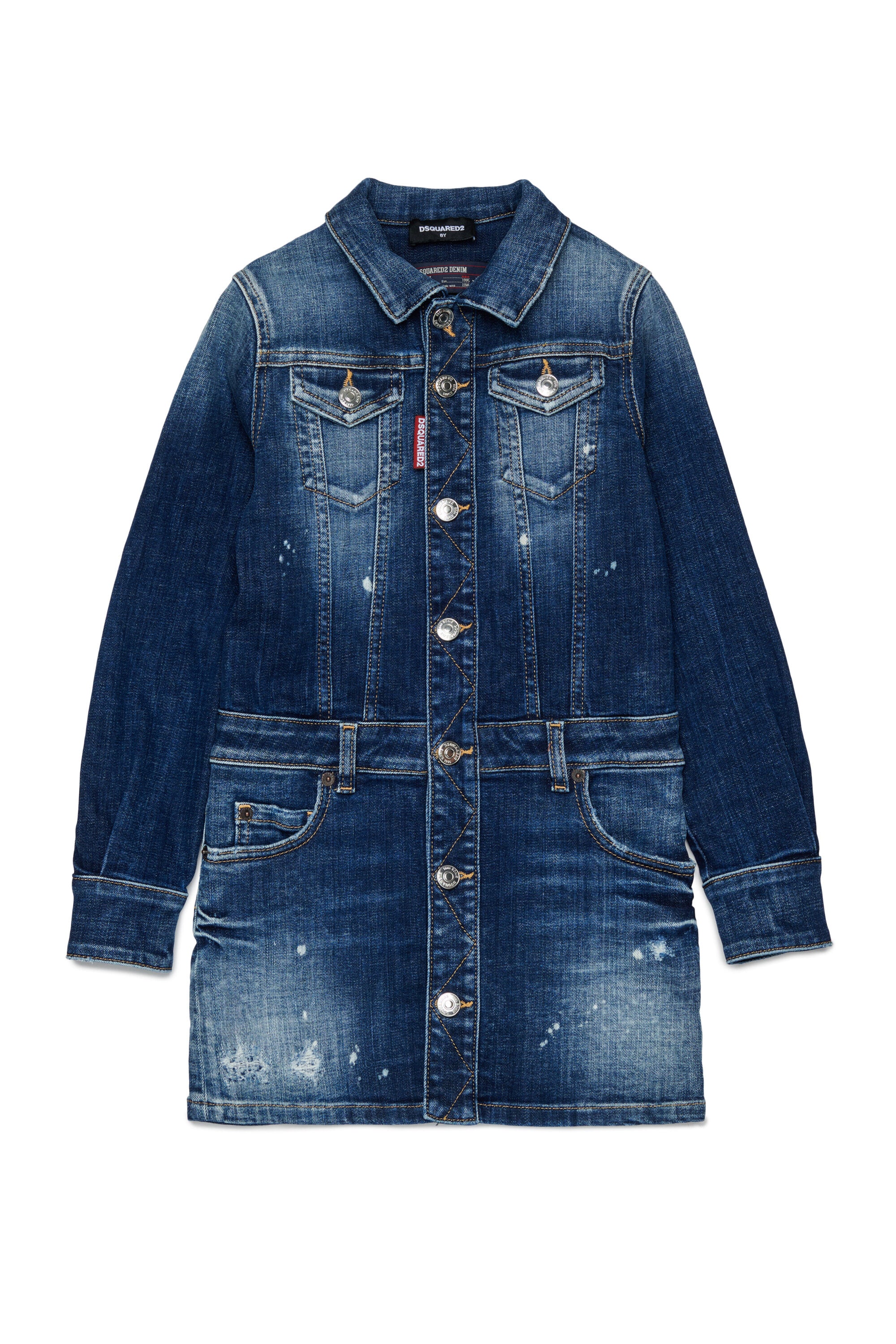 Denim dress with used effect