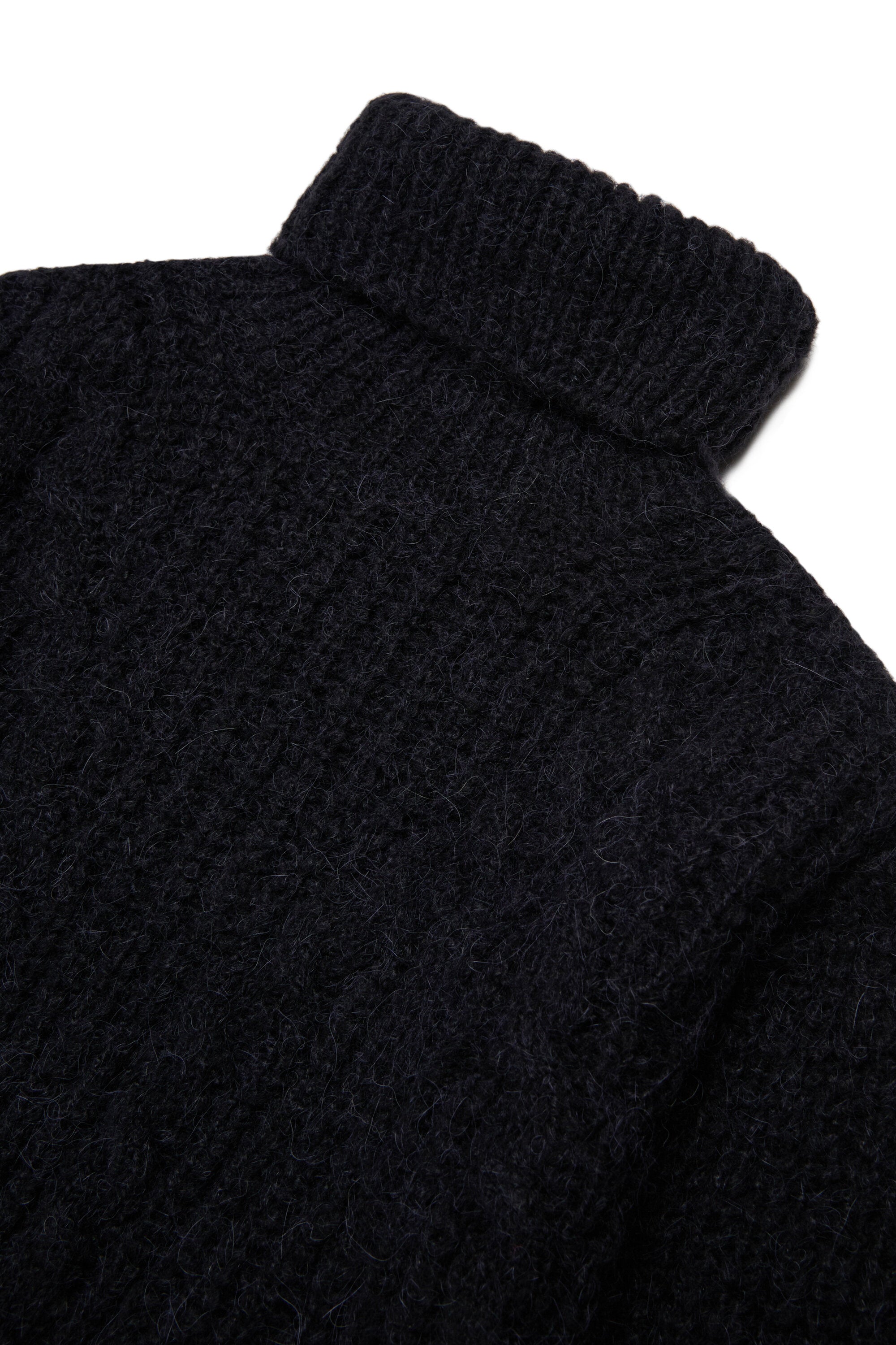Cable-knit turtleneck with logo