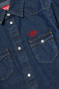Dark denim shirt with Oval D logo