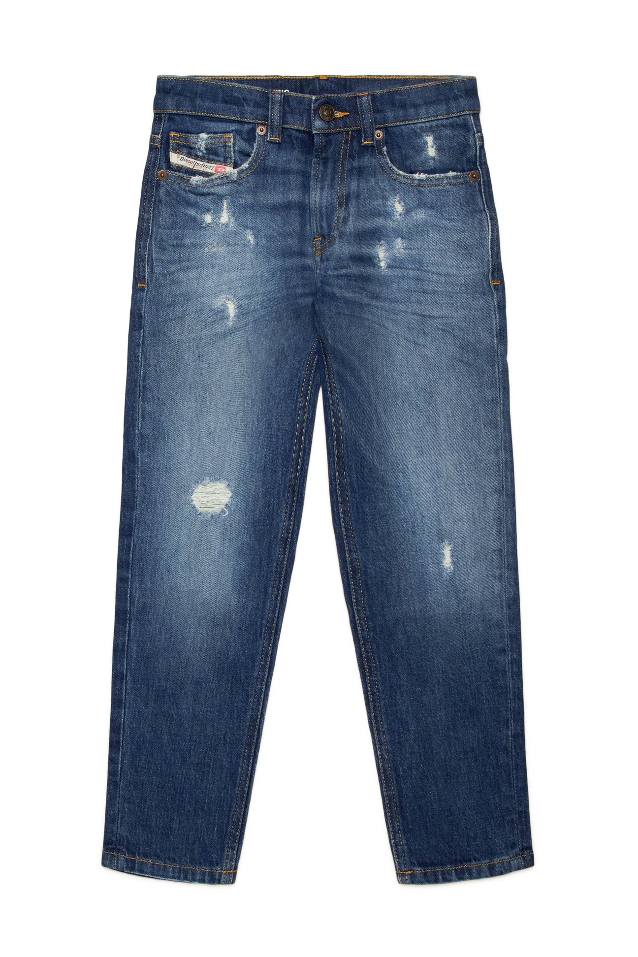 Mid blue tapered jeans with abrasions - D-Lucas 