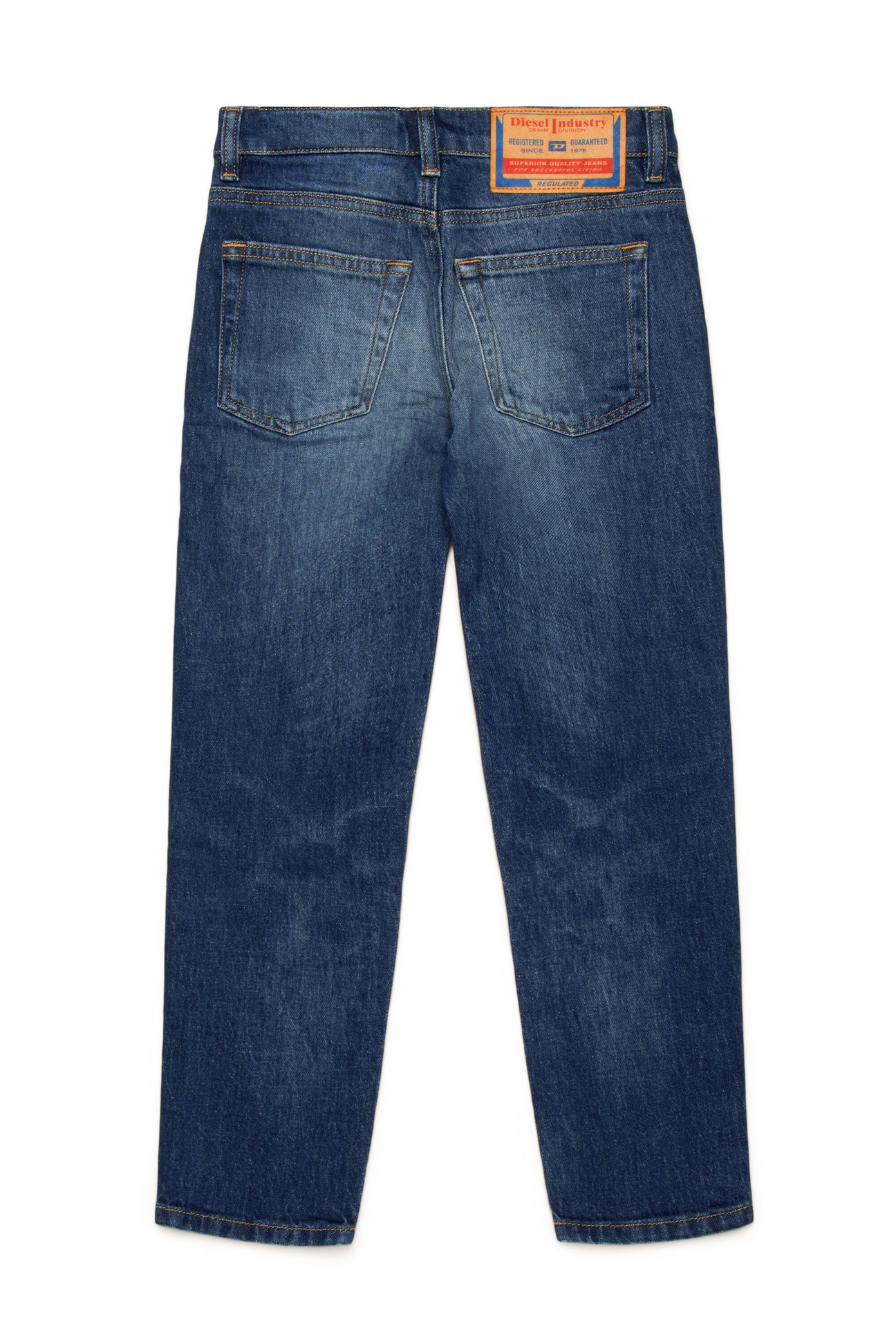 Mid blue tapered jeans with abrasions - D-Lucas Mid blue tapered jeans with abrasions - D-Lucas
