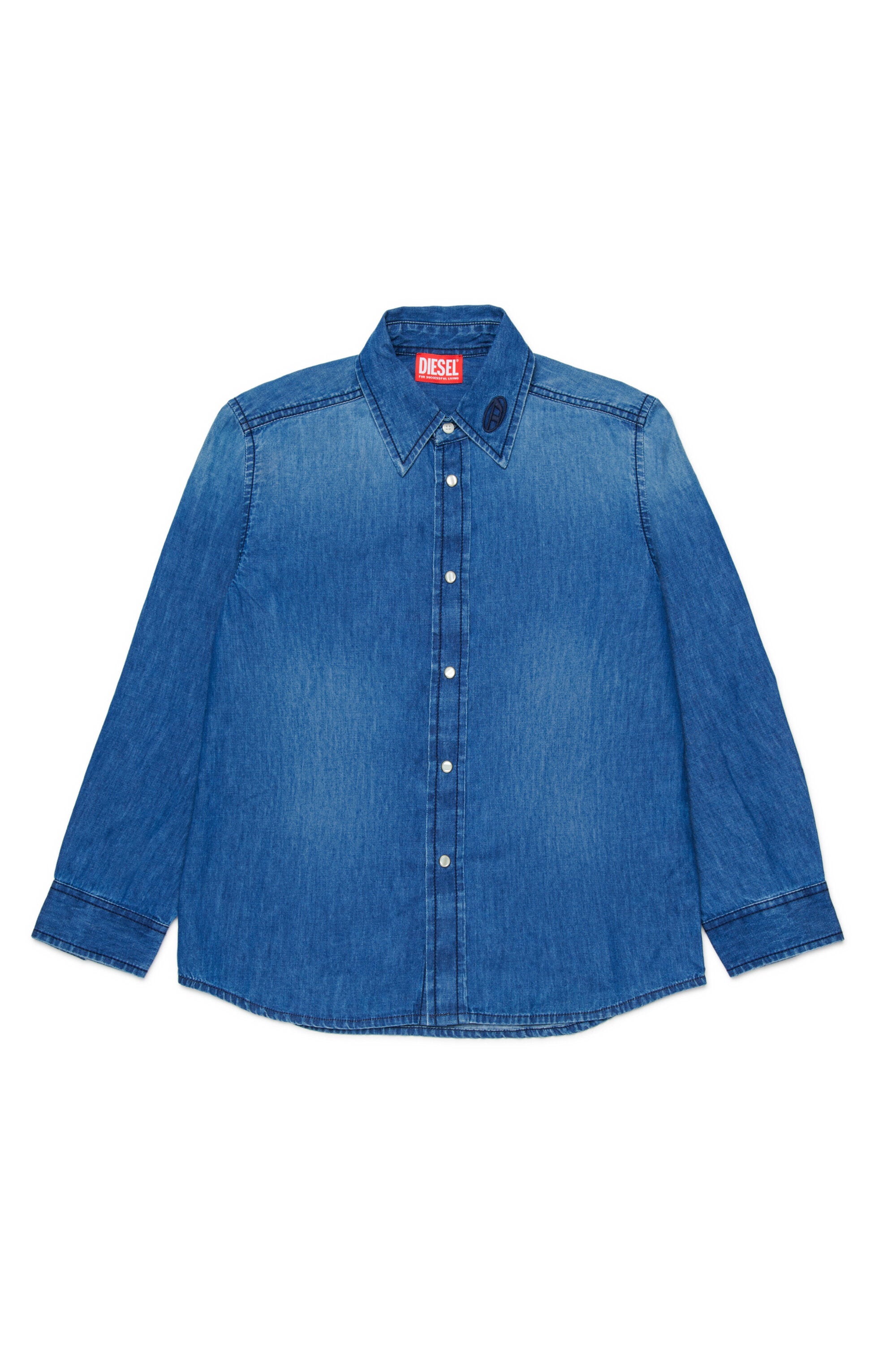 Long-sleeve denim shirt with logo