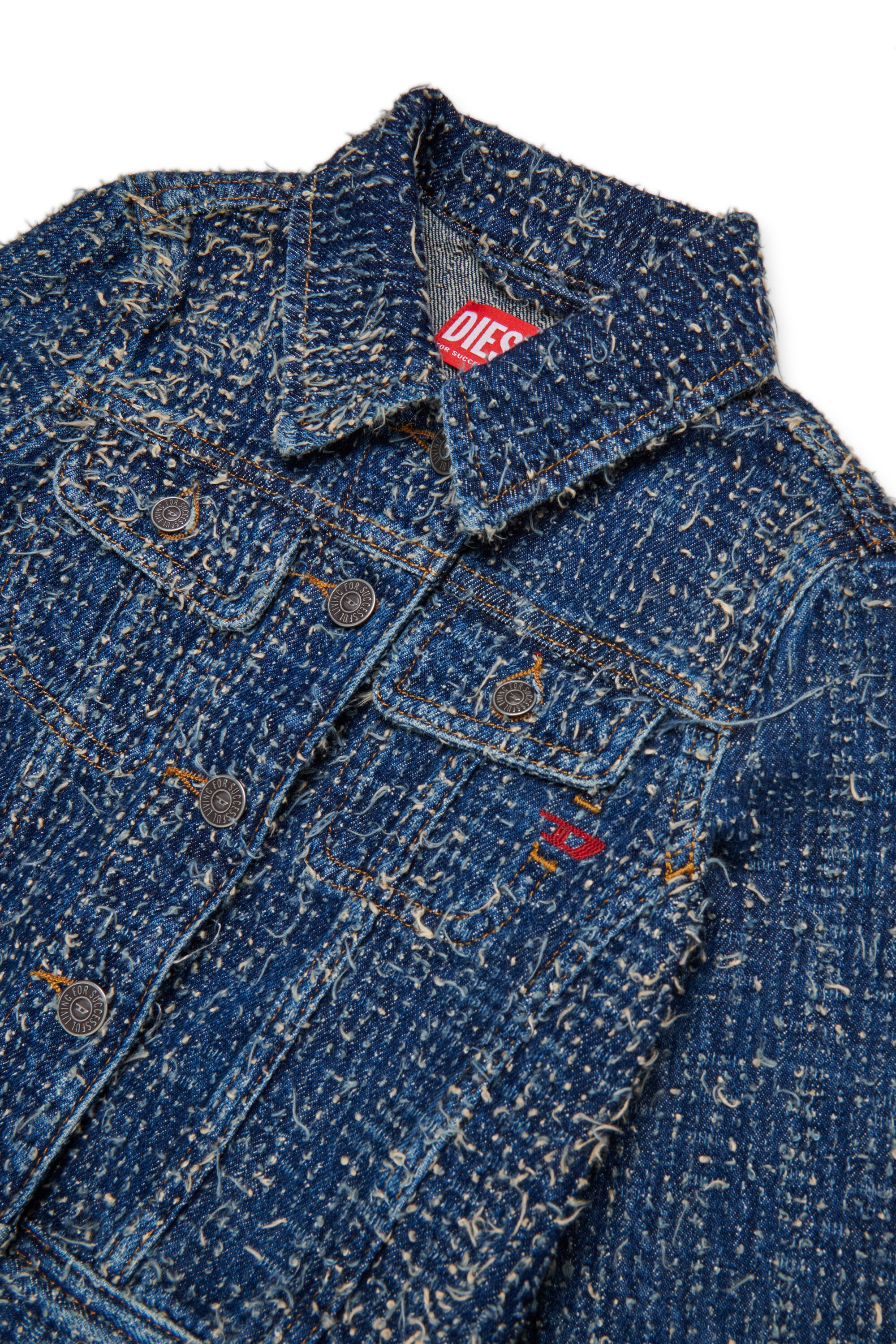 Jeans jacket with bouclé effect