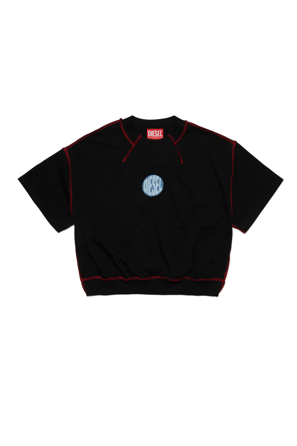 T-shirt with denim patch