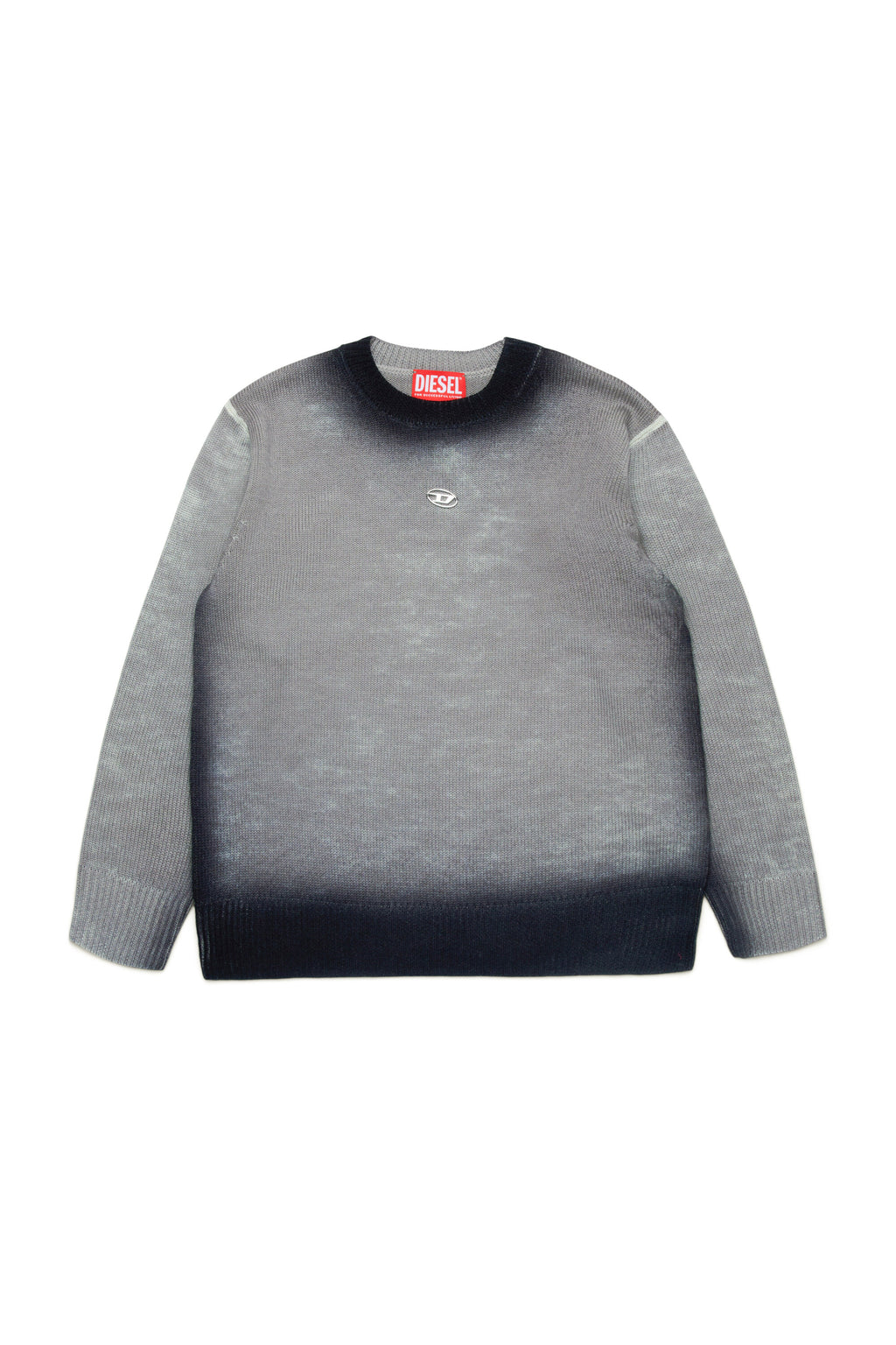 Wool pullover with sprayed finish