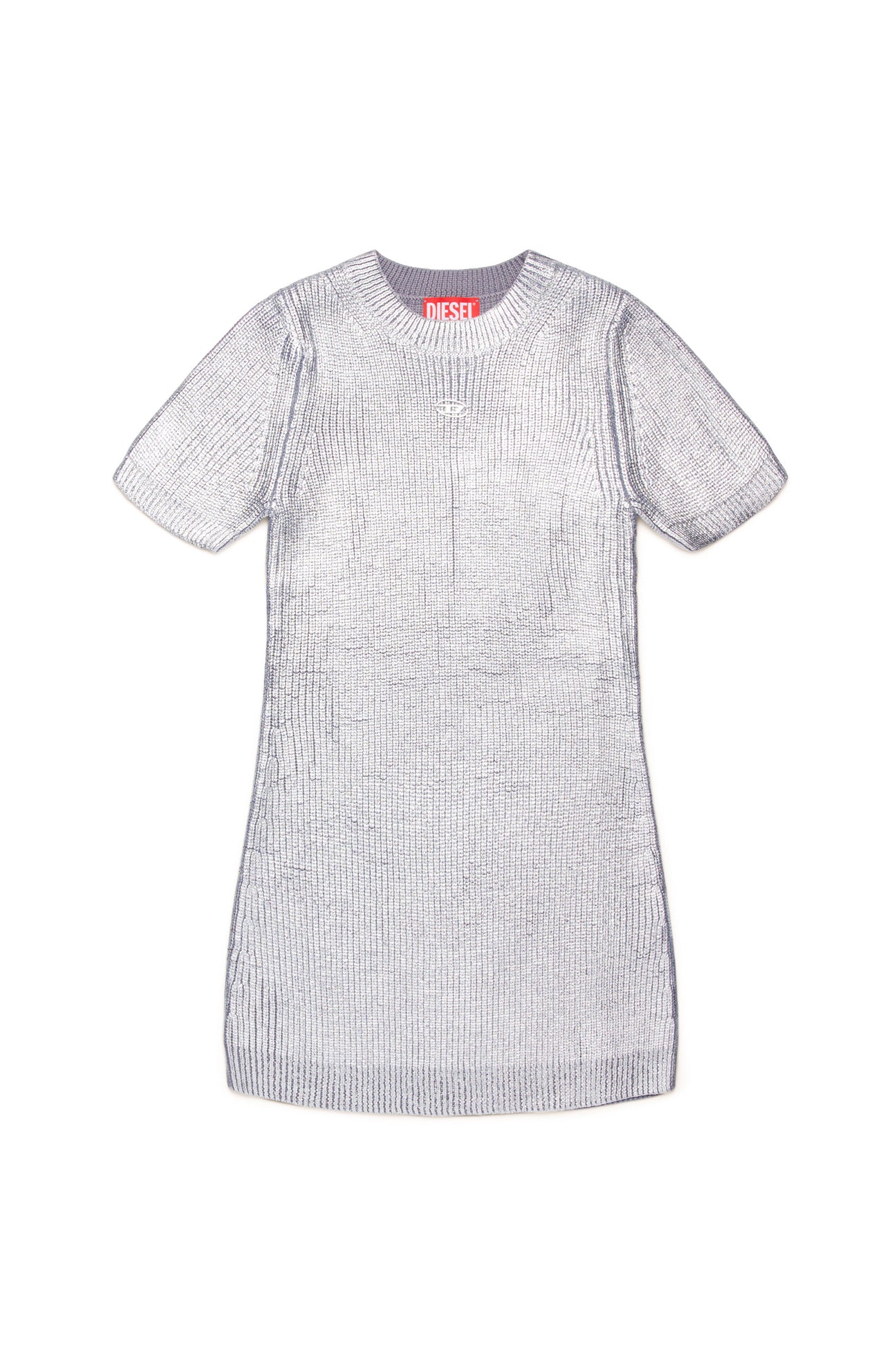 All-over silver mylar ribbed dress 
