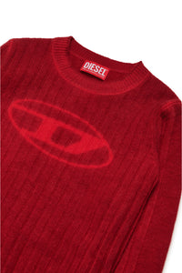 Jersey acanalado de mezcla de lana con logo oval D