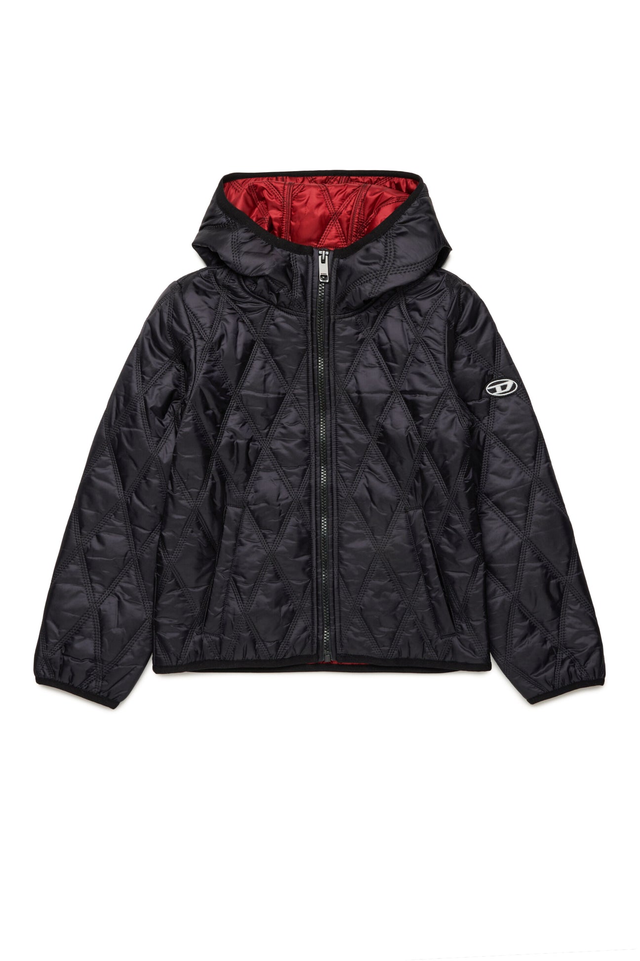 Lightweight diamond-pattern quilted padded jacket 