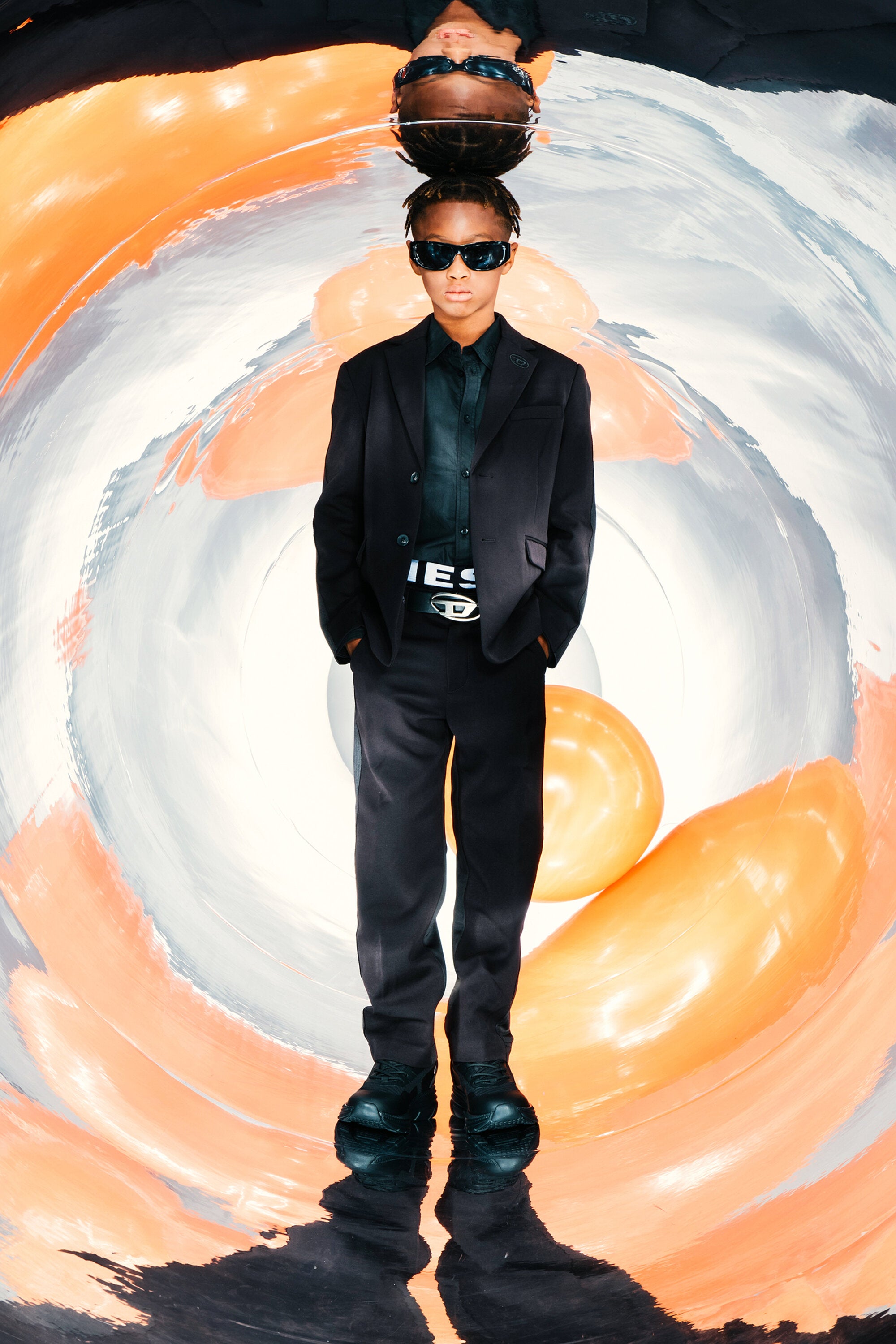 Chaqueta blazer de doble tejido con logotipo Oval D