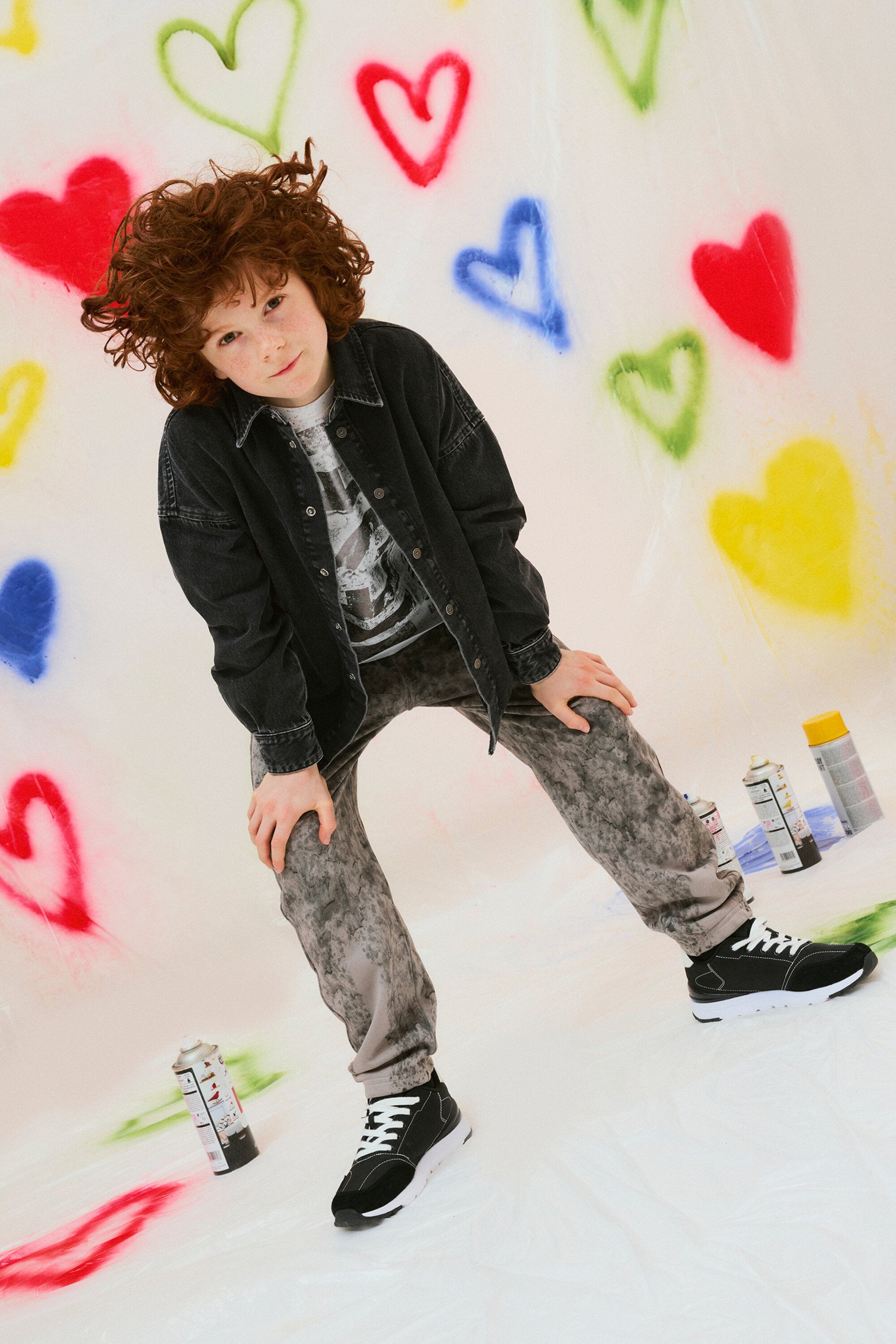 Camisa vaquera negra con logotipo maxi Oval D