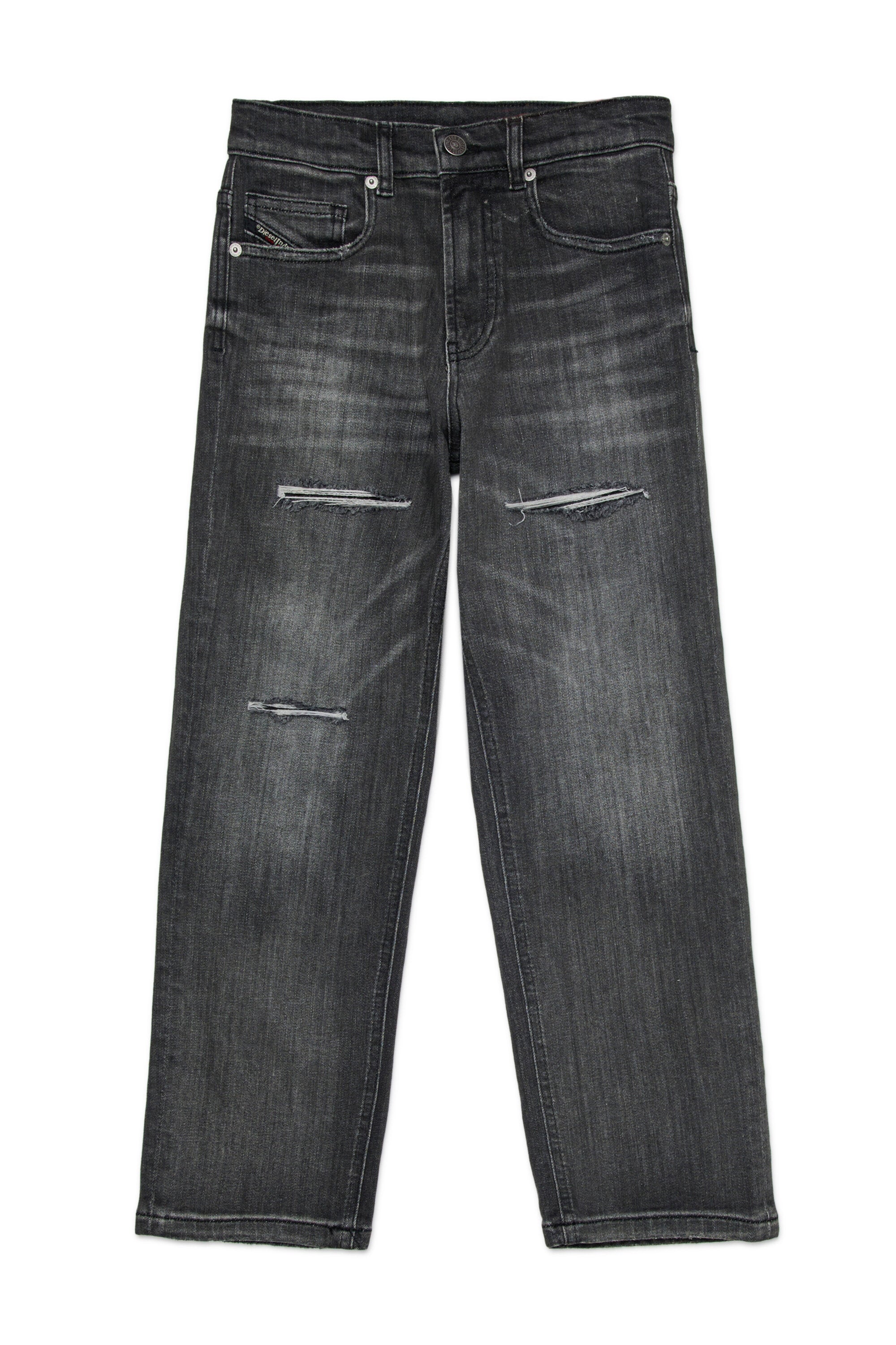 Dark gray relaxed jeans with rips - D-Maki